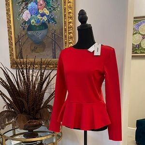 Jason Wu Vibrant Red Peplum Blouse size small NWT